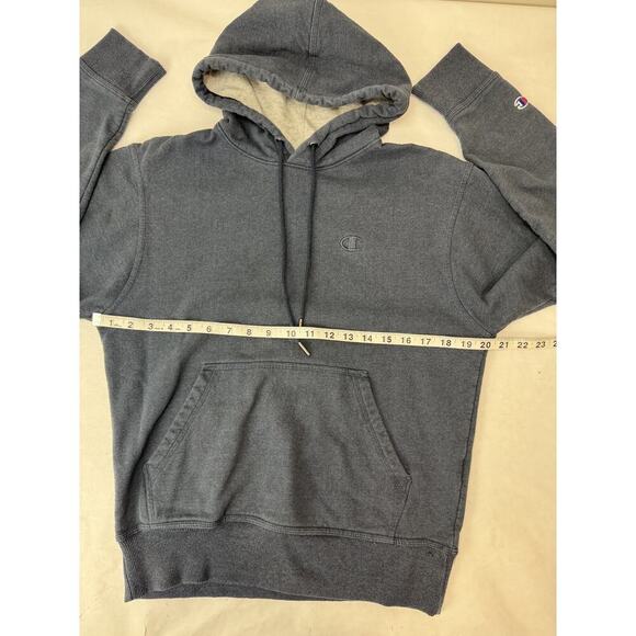 Champion Washed Navy Hoodie Pullover Sweatshirt Front Kangaroo Pocket Size Small - Picture 5 of 8